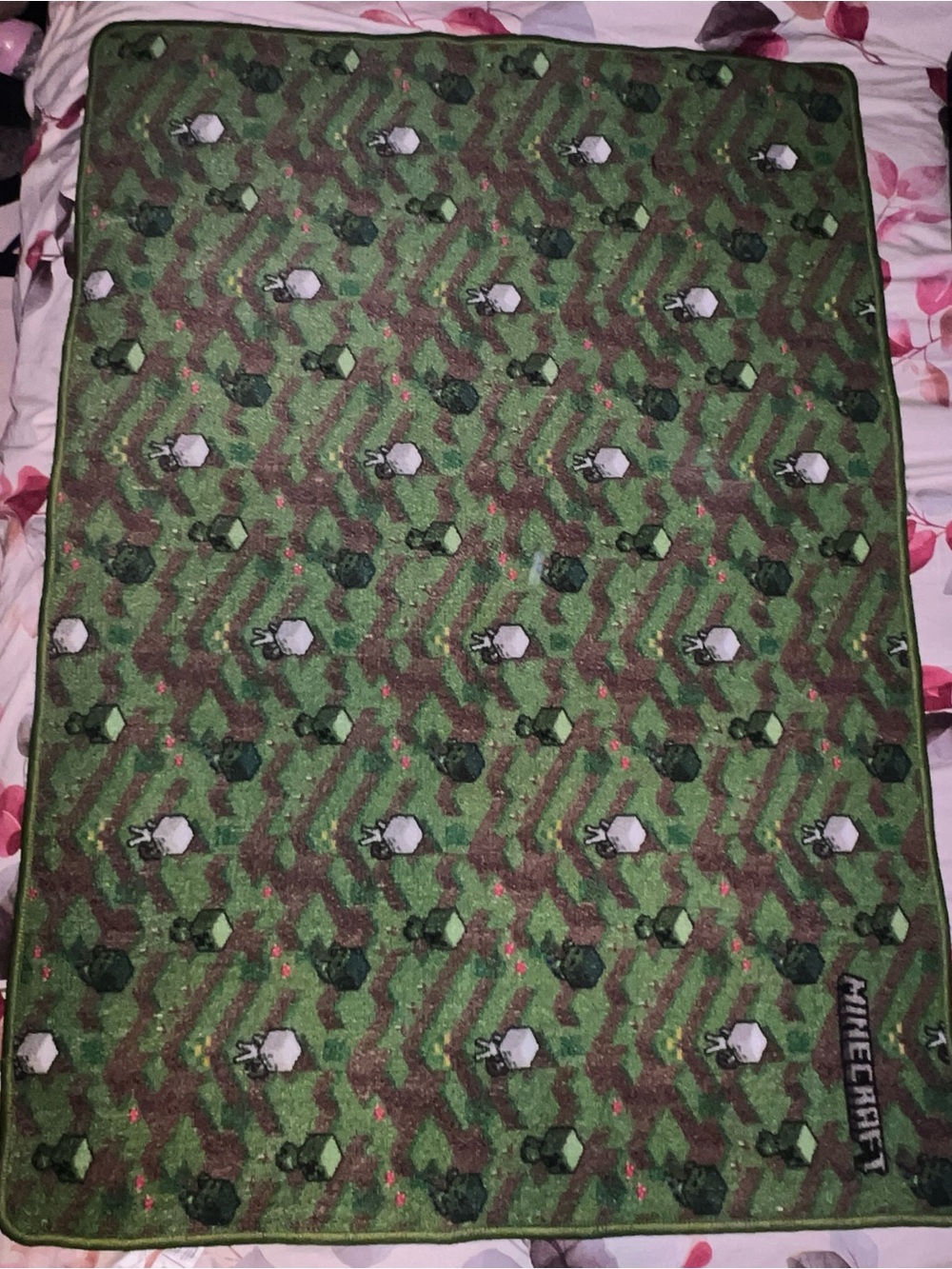 Minecraft Green Pixelated Game Rug